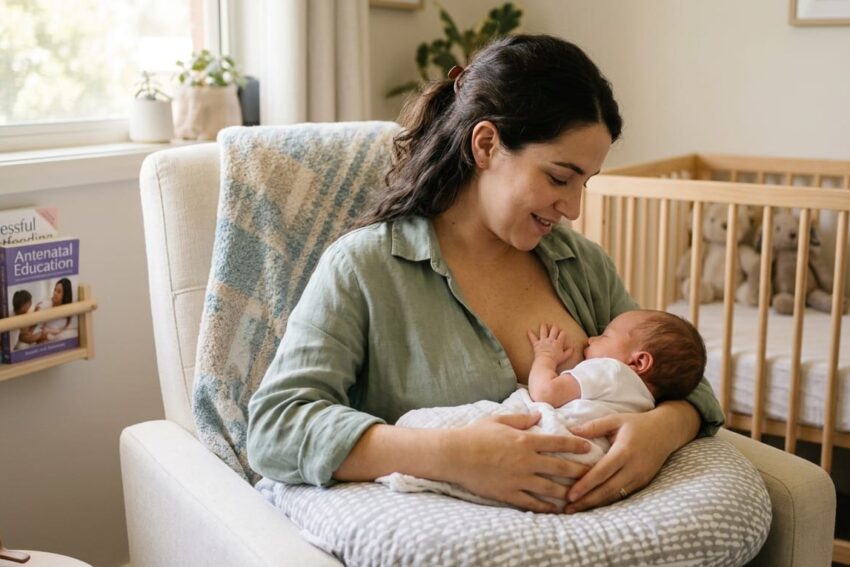 Woman breastfeeding at home Antenatal Preparation​